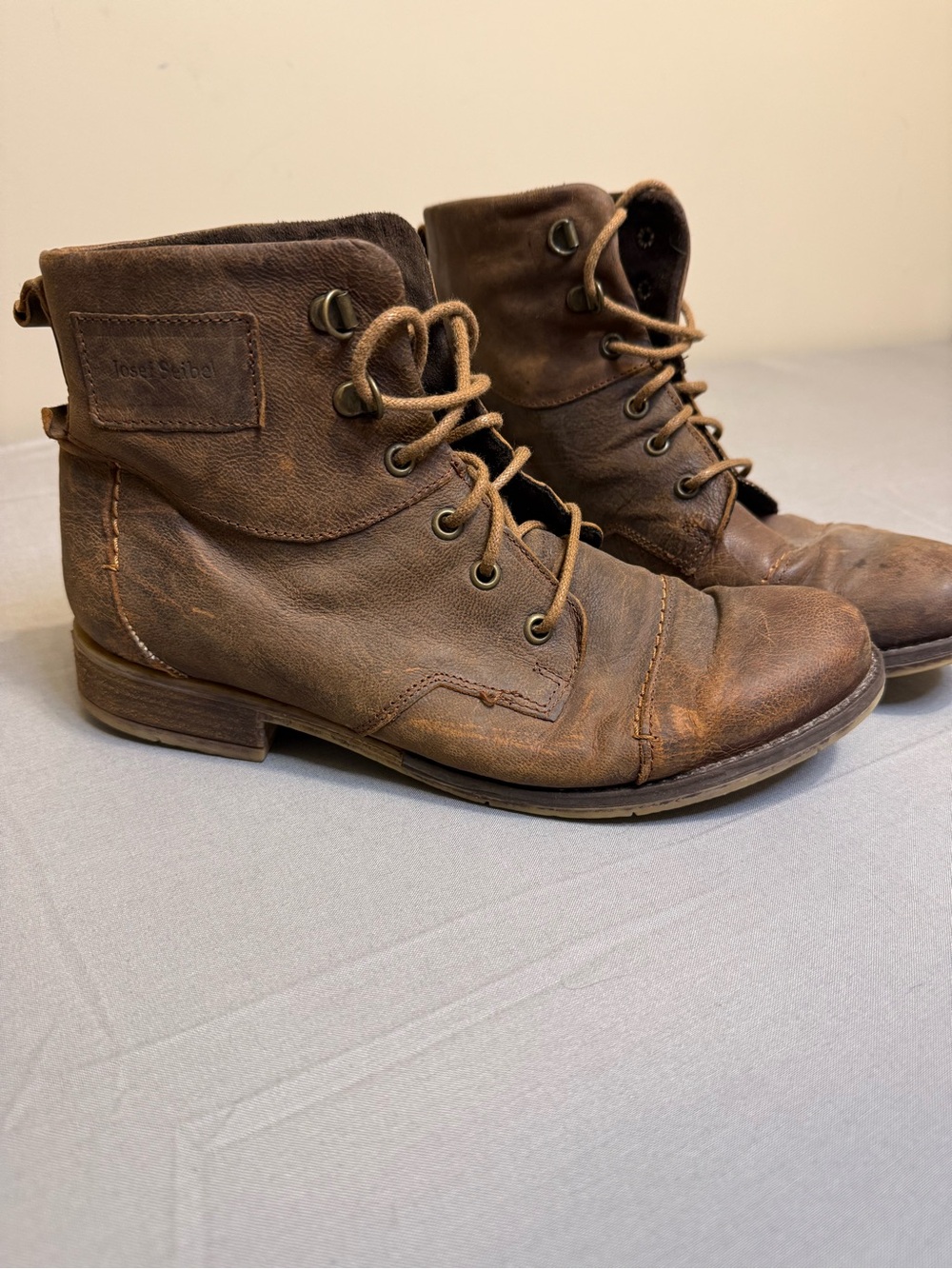 Josef Seibel Brown Leather Lace-Up Ankle Boots